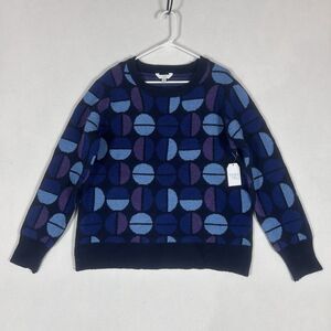 Time and Tru NEW Teens XXL (20) Pullover Sweater Blue Circles Abstract Casual